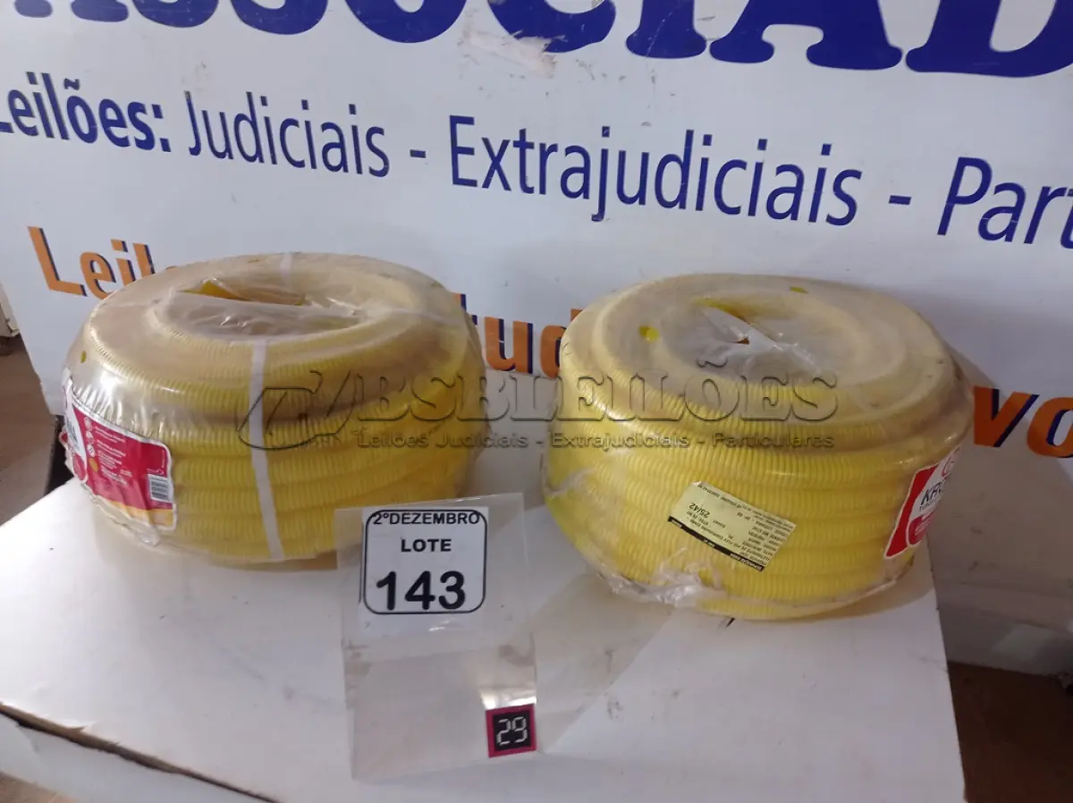 LOTE 143 - 02 ROLOS DE ELETRODUTO CORRUGADO FLEXÍVEL MARCA KRONA (NOVO). (NO ESTADO) ATENÇÃO! FAZER A VISITAÇÃO ANTES DE ARREMATAR, NÃO SABEMOS SE FUNCIONA. LEILÃO NÃO TEM GARANTIA E NEM DEVOLUÇÃO, SUJEITO A POSSÍVEIS AVARIAS VISÍVEIS/OCULTAS E/OU AUSÊNCIA DE COMPONENTES.