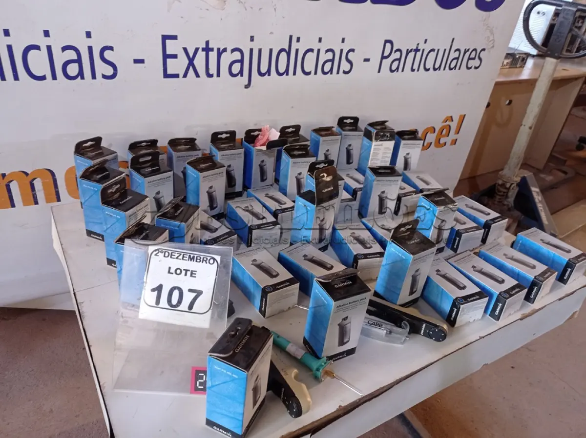 LOTE 107 - 01 LOTE C/GRANDE QUANTIDADE DE BATERIA ALCALINA MARCA GARMIM. (NO ESTADO) ATENÇÃO! FAZER A VISITAÇÃO ANTES DE ARREMATAR, NÃO SABEMOS SE FUNCIONA. LEILÃO NÃO TEM GARANTIA E NEM DEVOLUÇÃO, SUJEITO A POSSÍVEIS AVARIAS VISÍVEIS/OCULTAS E/OU AUSÊNCIA DE COMPONENTES.