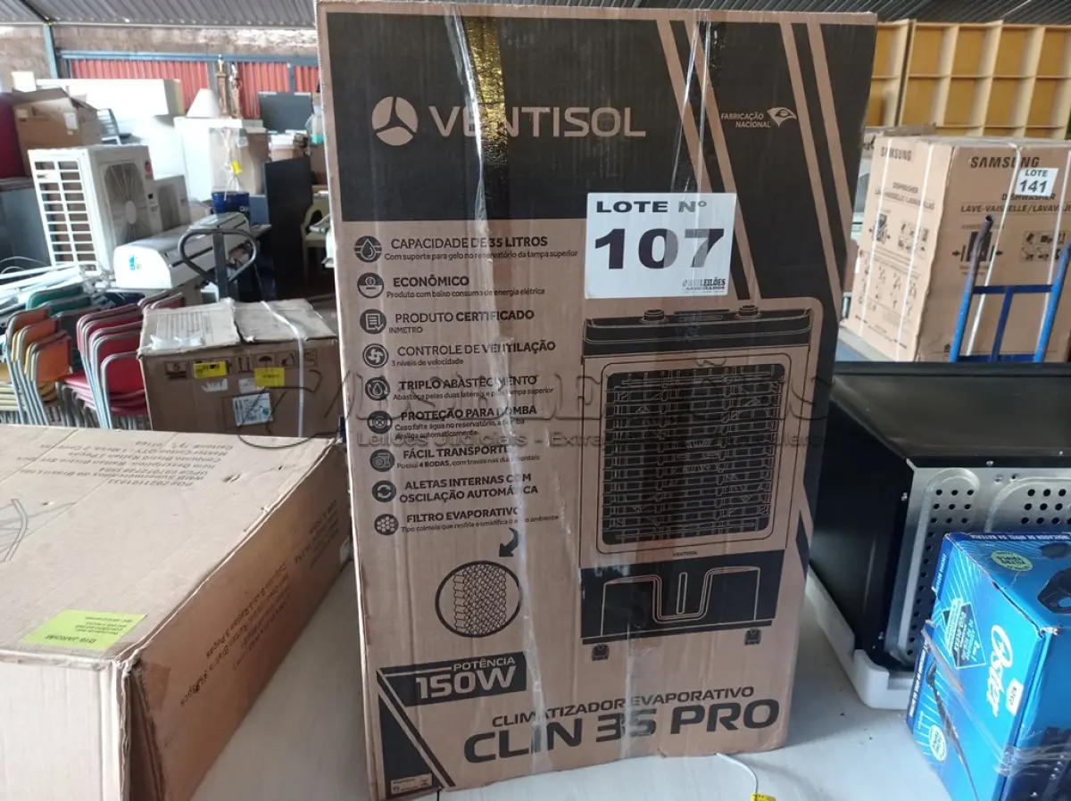 LOTE 107 - 01 - CLIMATIZADOR VENTISOL CLIR35PRO 35 LITROS 110V (NO ESTADO, NÃO SABEMOS SE FUNCIONA. LEILÃO NÃO TEM GARANTIA E NEM DEVOLUÇÃO, SUJEITO A POSSÍVEIS AVARIAS VISÍVEIS/OCULTAS E/OU AUSÊNCIA DE COMPONENTES)