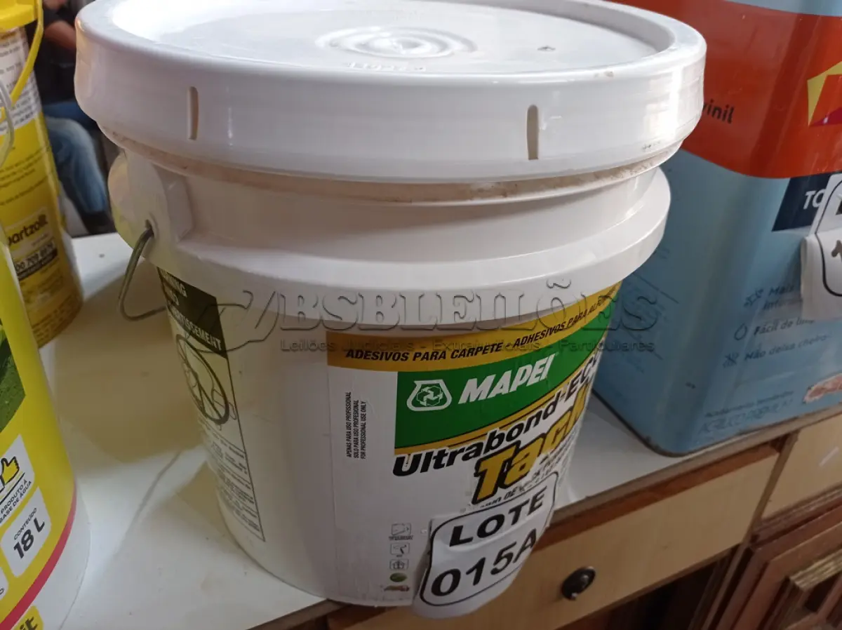 LOTE 015 - 01 BALDE DE ADESIVOS P/CARPETE ULTRA BOND ECO 15KG MARCA TACK (NO ESTADO, NÃO SABEMOS SE FUNCIONA. LEILÃO NÃO TEM GARANTIA E NEM DEVOLUÇÃO, SUJEITO A POSSÍVEIS AVARIAS VISÍVEIS/OCULTAS E/OU AUSÊNCIA DE COMPONENTES)