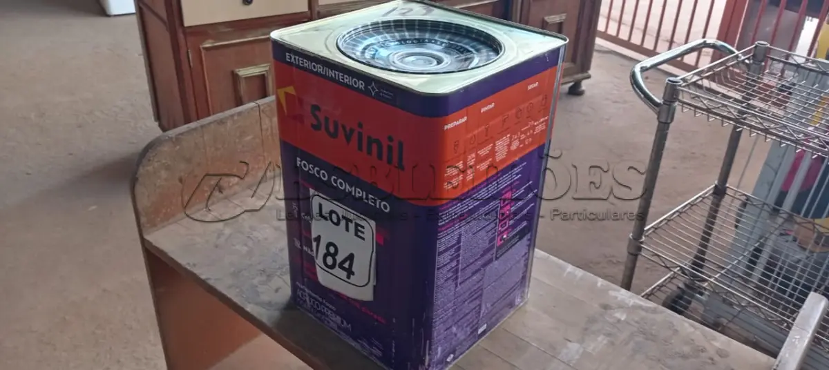 LOTE 184 - 01 LATA DE TINTA BASE COR BRANCO 16L ACRÍLICO PREMIUM MARCA SUVINIL (NO ESTADO, NÃO SABEMOS SE FUNCIONA. LEILÃO NÃO TEM GARANTIA E NEM DEVOLUÇÃO, SUJEITO A POSSÍVEIS AVARIAS VISÍVEIS/OCULTAS E/OU AUSÊNCIA DE COMPONENTES)