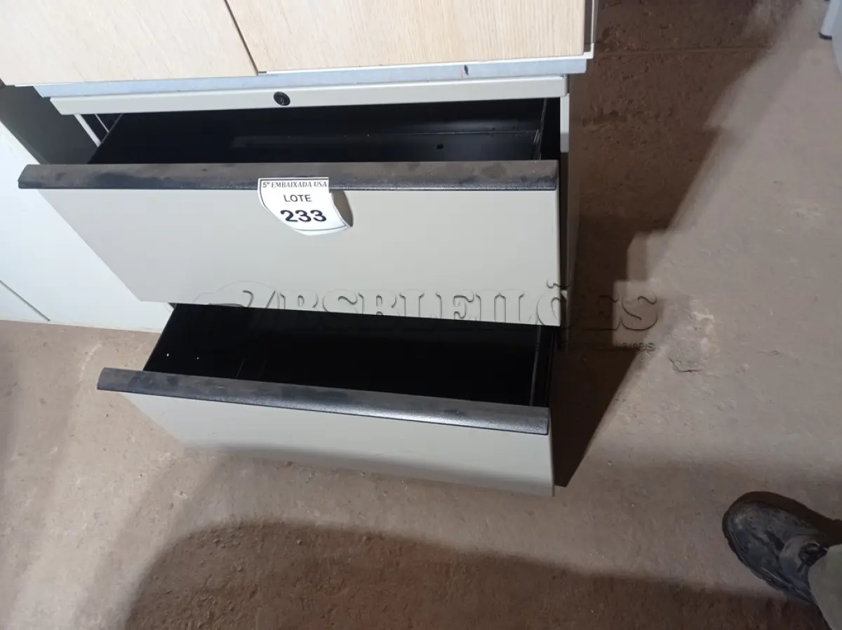 LOTE 233 - 01 GAVETEIRO DE FERRO C/ 02 GAVETAS (IRON DRAWER). (NO ESTADO EM QUE SE ENCONTRA. SUJEITO A AVARIAS OCULTAS/VISÍVEIS.)