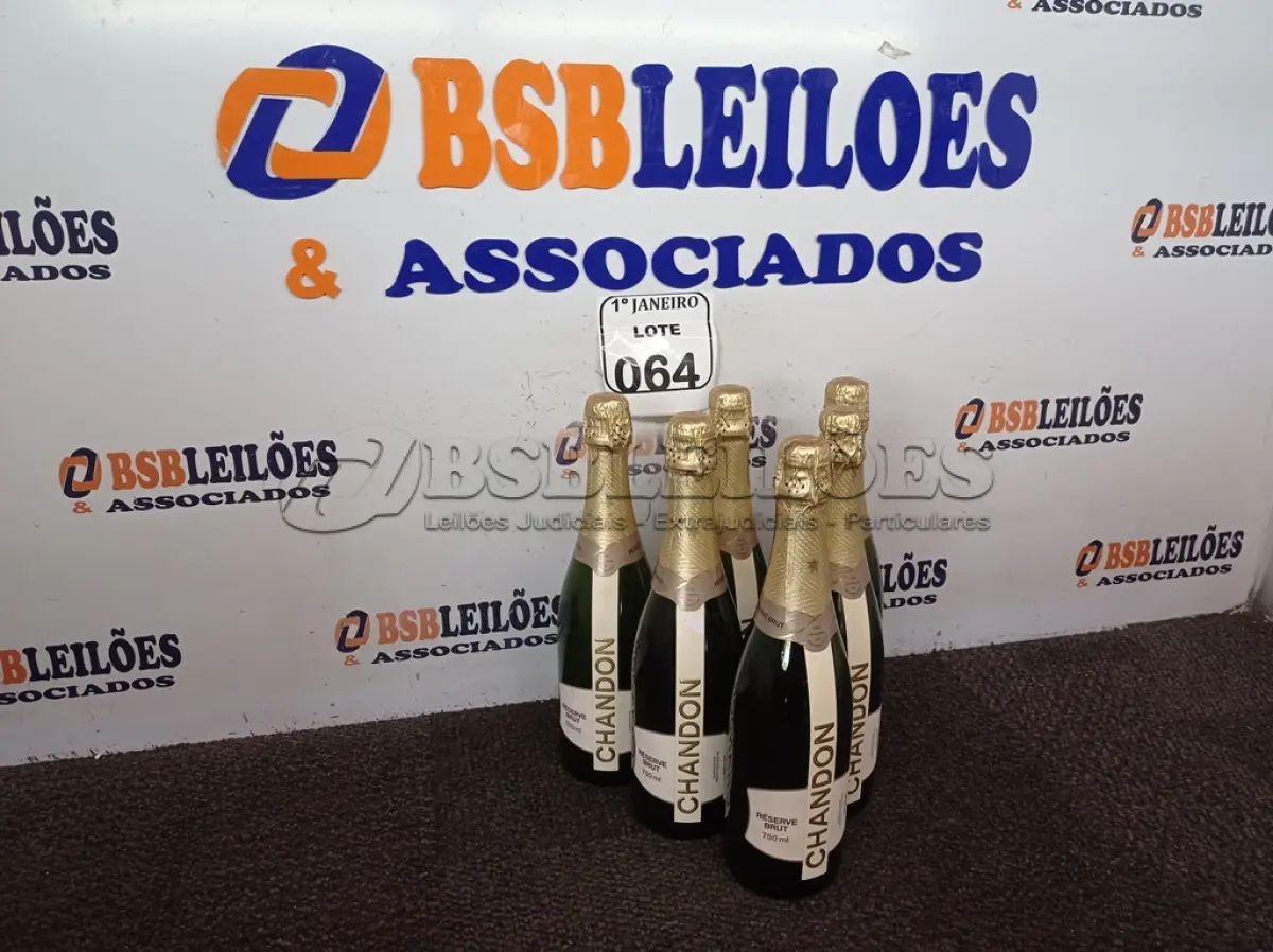 LOTE 064 - 06 GARRAFAS P/ENFEITE DE CHAMPAGNE CHANDON. (NO ESTADO) ATENÇÃO! FAZER A VISITAÇÃO ANTES DE ARREMATAR, NÃO SABEMOS SE FUNCIONA. LEILÃO NÃO TEM GARANTIA E NEM DEVOLUÇÃO, SUJEITO A POSSÍVEIS AVARIAS VISÍVEIS/OCULTAS E/OU AUSÊNCIA DE COMPONENTES.