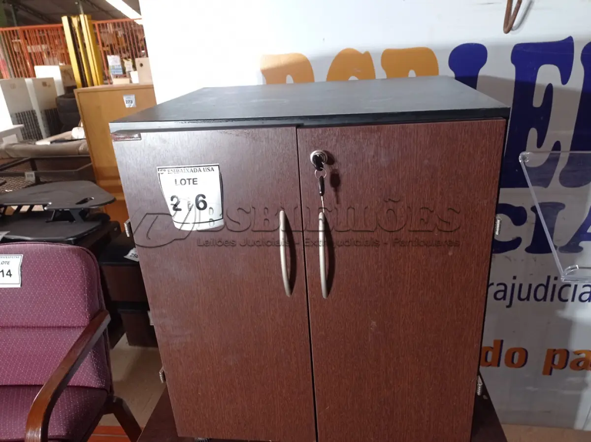 LOTE 216 - 01 ARMÁRIO BAIXO EM MADEIRA C/ 02 PORTAS (LOW CABINET). (NO ESTADO EM QUE SE ENCONTRA. SUJEITO A AVARIAS OCULTAS/VISÍVEIS.)