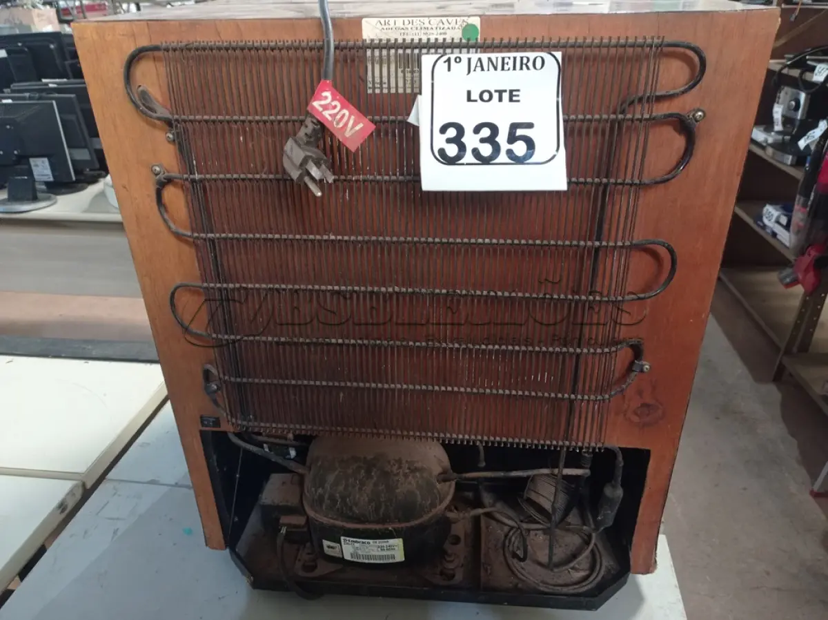 LOTE 335 - 01 ADEGA CLIMATIZADA C/ACABAMENTO EM MADEIRA. (NO ESTADO) ATENÇÃO! FAZER A VISITAÇÃO ANTES DE ARREMATAR, NÃO SABEMOS SE FUNCIONA. LEILÃO NÃO TEM GARANTIA E NEM DEVOLUÇÃO, SUJEITO A POSSÍVEIS AVARIAS VISÍVEIS/OCULTAS E/OU AUSÊNCIA DE COMPONENTES.