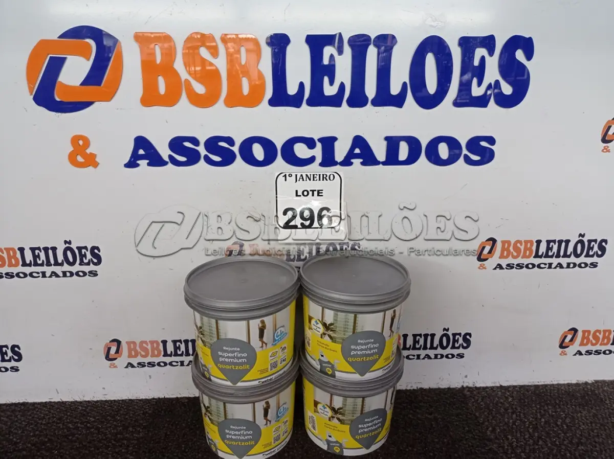 LOTE 296 - 08 KG DE REJUNTE SUPERFINO PREMIUM MARCA QUARTZOLIT CONTENDO 2GK EM CADA POTE. (NO ESTADO) ATENÇÃO! FAZER A VISITAÇÃO ANTES DE ARREMATAR, NÃO SABEMOS SE FUNCIONA. LEILÃO NÃO TEM GARANTIA E NEM DEVOLUÇÃO, SUJEITO A POSSÍVEIS AVARIAS VISÍVEIS/OCULTAS E/OU AUSÊNCIA DE COMPONENTES.