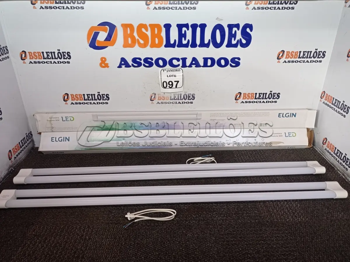 LOTE 097 - 02 LUMINÁRIAS DE LED DUOLINE 1200X 79 X 35MM (NOVO). (NO ESTADO) ATENÇÃO! FAZER A VISITAÇÃO ANTES DE ARREMATAR, NÃO SABEMOS SE FUNCIONA. LEILÃO NÃO TEM GARANTIA E NEM DEVOLUÇÃO, SUJEITO A POSSÍVEIS AVARIAS VISÍVEIS/OCULTAS E/OU AUSÊNCIA DE COMPONENTES.