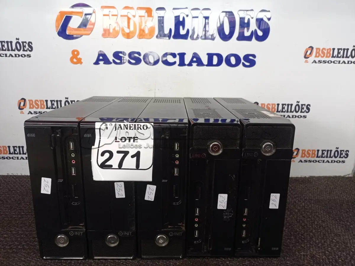 LOTE 271 - 05 CPU’S MARCA INIT P/RETIRADA DE PEÇAS. (NO ESTADO) ATENÇÃO! FAZER A VISITAÇÃO ANTES DE ARREMATAR, NÃO SABEMOS SE FUNCIONA. LEILÃO NÃO TEM GARANTIA E NEM DEVOLUÇÃO, SUJEITO A POSSÍVEIS AVARIAS VISÍVEIS/OCULTAS E/OU AUSÊNCIA DE COMPONENTES.
