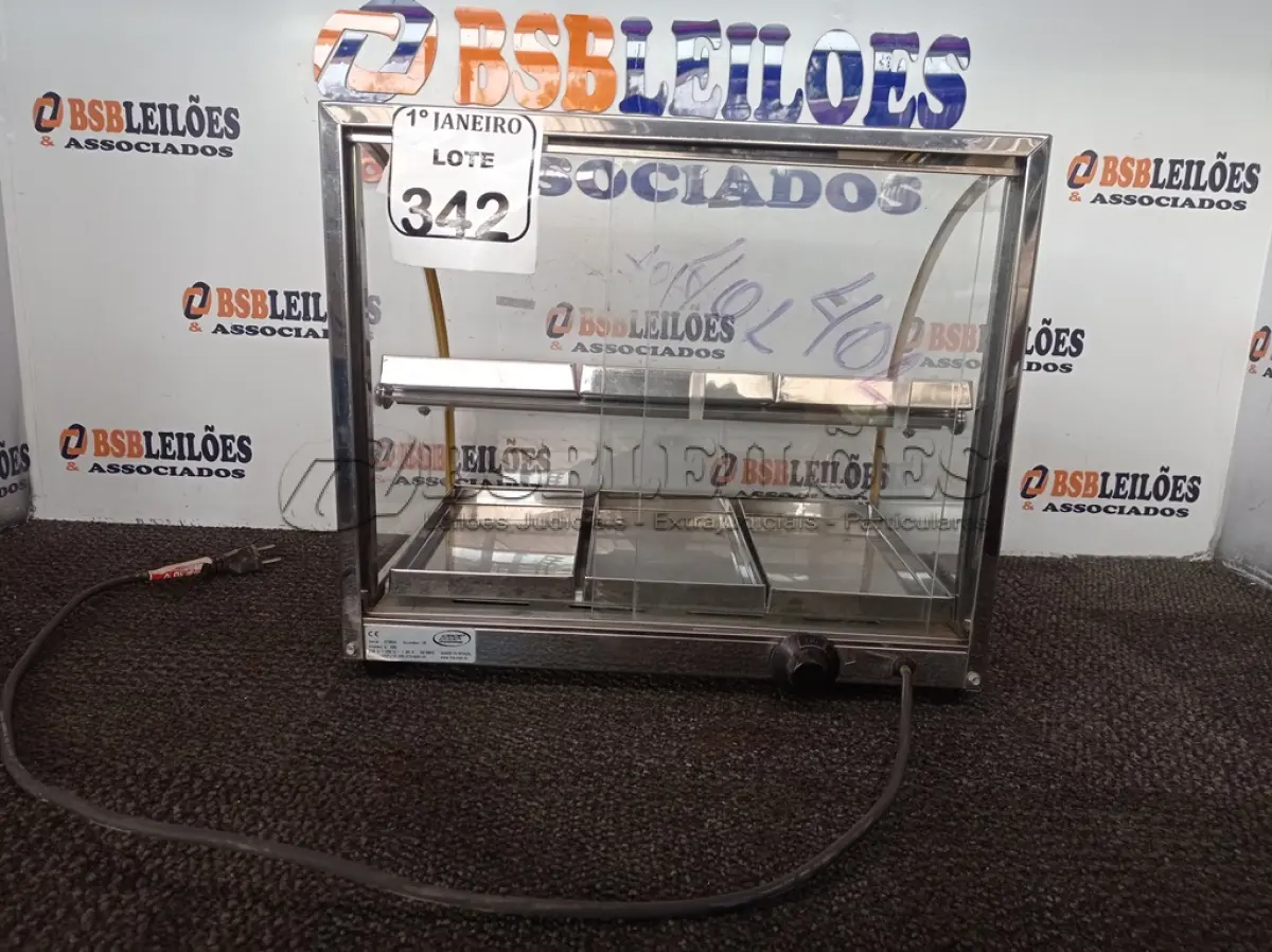 LOTE 342 - 01 ESTUFA ELÉTRICA C/06 BANDEJAS. (NO ESTADO) ATENÇÃO! FAZER A VISITAÇÃO ANTES DE ARREMATAR, NÃO SABEMOS SE FUNCIONA. LEILÃO NÃO TEM GARANTIA E NEM DEVOLUÇÃO, SUJEITO A POSSÍVEIS AVARIAS VISÍVEIS/OCULTAS E/OU AUSÊNCIA DE COMPONENTES.