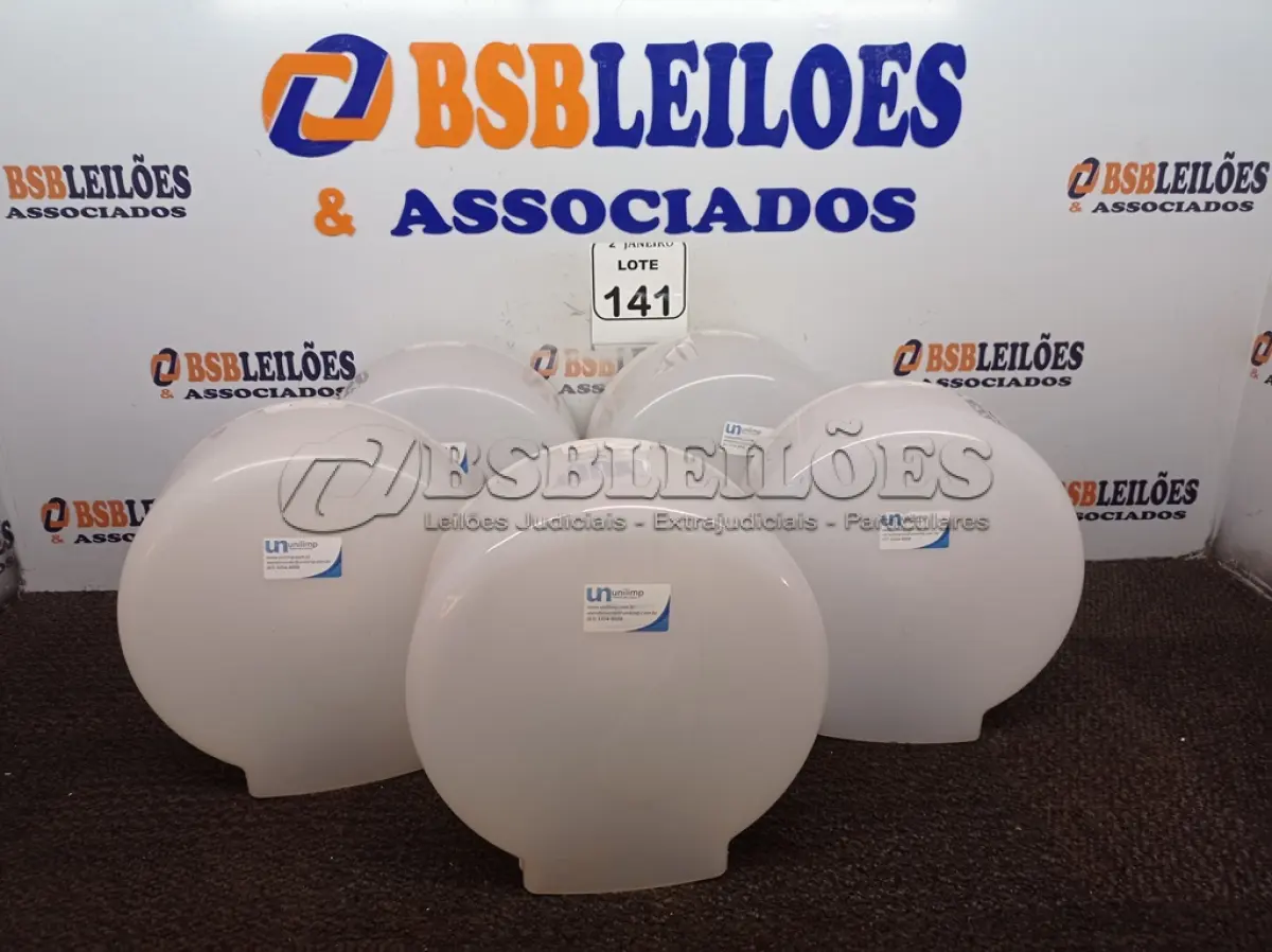 LOTE 141 - 05 DISPENSES P/PAPEL. (NO ESTADO) ATENÇÃO! FAZER A VISITAÇÃO ANTES DE ARREMATAR, NÃO SABEMOS SE FUNCIONA. LEILÃO NÃO TEM GARANTIA E NEM DEVOLUÇÃO, SUJEITO A POSSÍVEIS AVARIAS VISÍVEIS/OCULTAS E/OU AUSÊNCIA DE COMPONENTES.