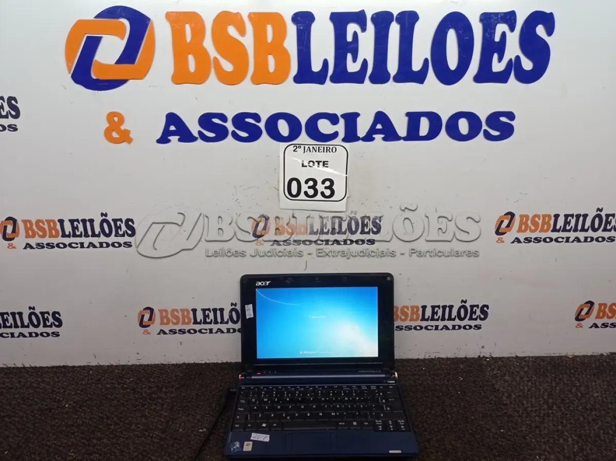LOTE 033 - 01 NETBOOK MARCA ACER AMD 2RAM SSD 500 S/CARREGADOR. (NO ESTADO) ATENÇÃO! FAZER A VISITAÇÃO ANTES DE ARREMATAR, NÃO SABEMOS SE FUNCIONA. LEILÃO NÃO TEM GARANTIA E NEM DEVOLUÇÃO, SUJEITO A POSSÍVEIS AVARIAS VISÍVEIS/OCULTAS E/OU AUSÊNCIA DE COMPONENTES.