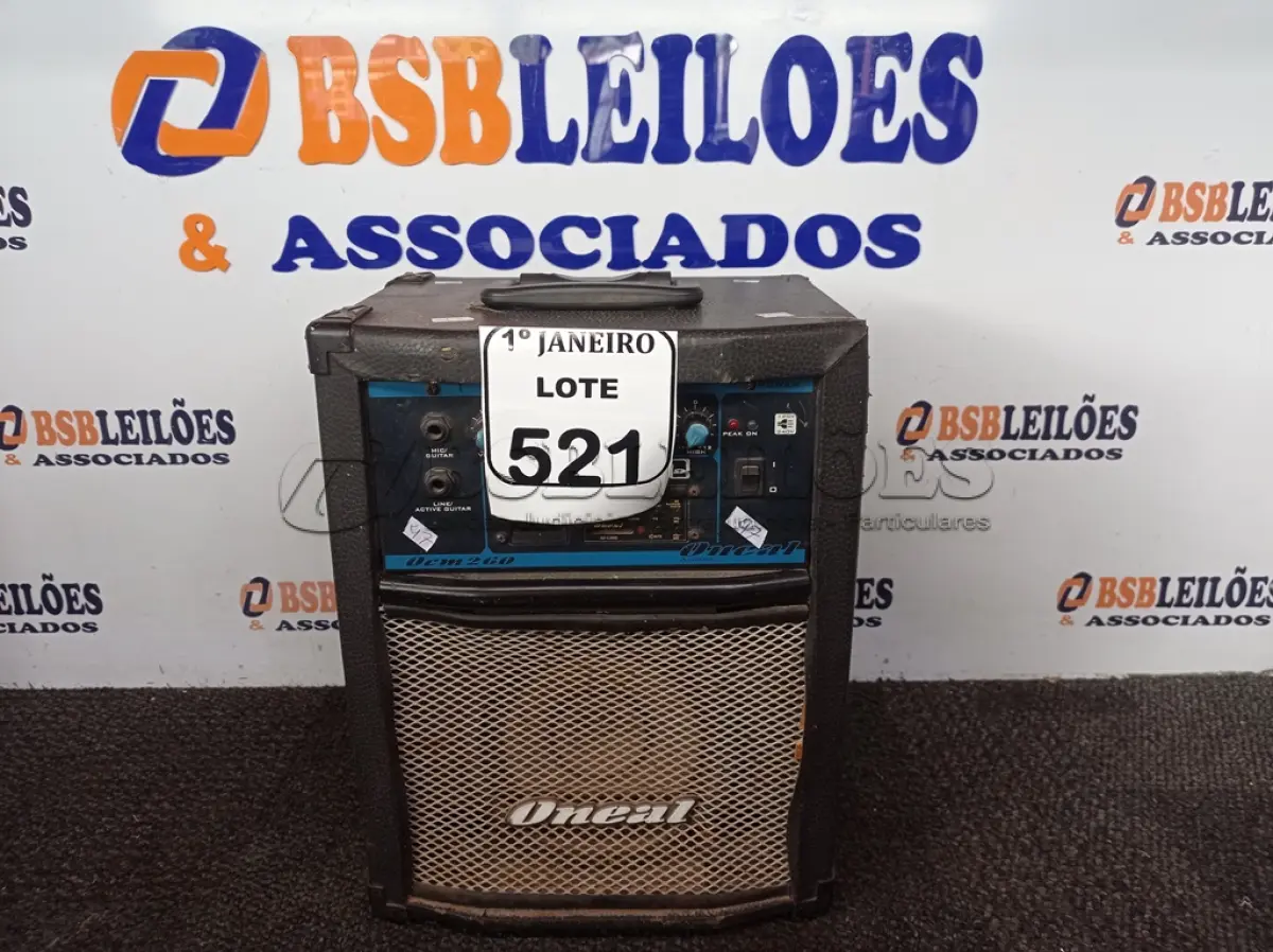 LOTE 521 - 01 CAIXA DE SOM AMPLIFICADA MARCA ONEAL C/AVARIAS. (NO ESTADO) ATENÇÃO! FAZER A VISITAÇÃO ANTES DE ARREMATAR, NÃO SABEMOS SE FUNCIONA. LEILÃO NÃO TEM GARANTIA E NEM DEVOLUÇÃO, SUJEITO A POSSÍVEIS AVARIAS VISÍVEIS/OCULTAS E/OU AUSÊNCIA DE COMPONENTES.