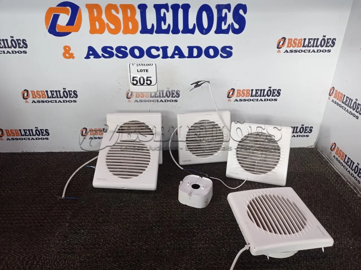 LOTE 505 - 05 EXAUSTORES MARCA VENTISOL. (NO ESTADO) ATENÇÃO! FAZER A VISITAÇÃO ANTES DE ARREMATAR, NÃO SABEMOS SE FUNCIONA. LEILÃO NÃO TEM GARANTIA E NEM DEVOLUÇÃO, SUJEITO A POSSÍVEIS AVARIAS VISÍVEIS/OCULTAS E/OU AUSÊNCIA DE COMPONENTES.