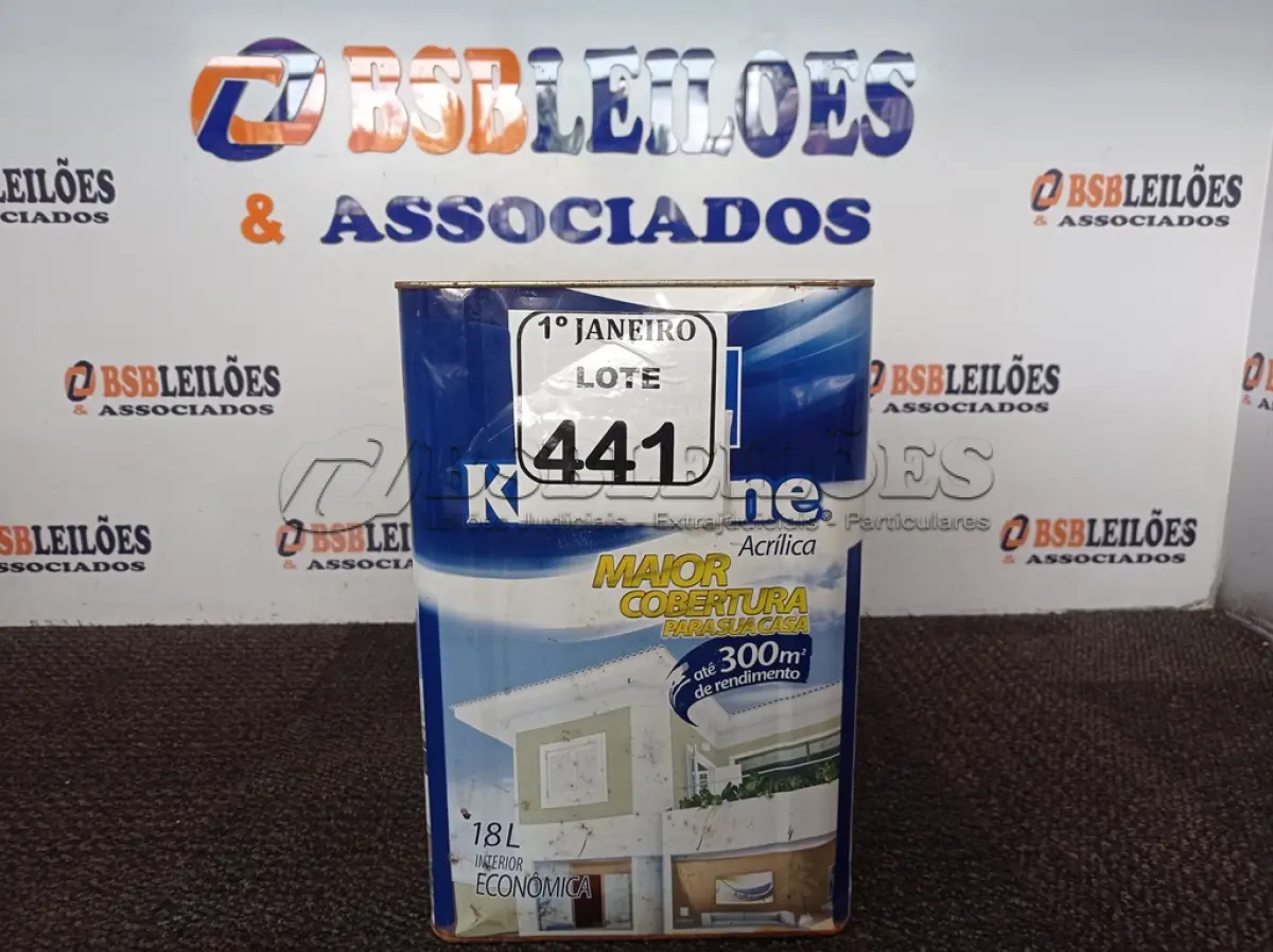LOTE 441 - 01 LATA DE TINTA ACRÍLICA NA COR AZUL 18L MARCA SHERWIN WILLIANS. (NO ESTADO) ATENÇÃO! FAZER A VISITAÇÃO ANTES DE ARREMATAR, NÃO SABEMOS SE FUNCIONA. LEILÃO NÃO TEM GARANTIA E NEM DEVOLUÇÃO, SUJEITO A POSSÍVEIS AVARIAS VISÍVEIS/OCULTAS E/OU AUSÊNCIA DE COMPONENTES.
