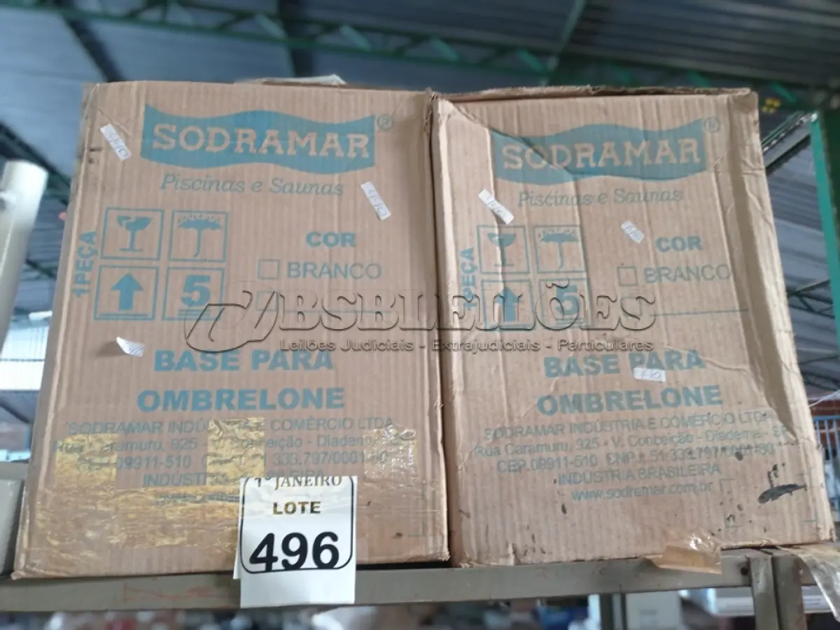 LOTE 496 - 03 BASES P/ OMBRELONE MARCA SODRAMAR. (NO ESTADO) ATENÇÃO! FAZER A VISITAÇÃO ANTES DE ARREMATAR, NÃO SABEMOS SE FUNCIONA. LEILÃO NÃO TEM GARANTIA E NEM DEVOLUÇÃO, SUJEITO A POSSÍVEIS AVARIAS VISÍVEIS/OCULTAS E/OU AUSÊNCIA DE COMPONENTES.