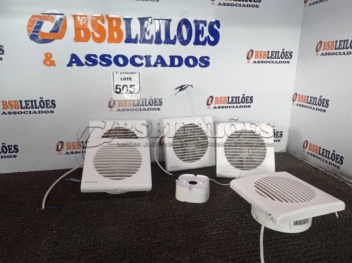 LOTE 505 - 05 EXAUSTORES MARCA VENTISOL. (NO ESTADO) ATENÇÃO! FAZER A VISITAÇÃO ANTES DE ARREMATAR, NÃO SABEMOS SE FUNCIONA. LEILÃO NÃO TEM GARANTIA E NEM DEVOLUÇÃO, SUJEITO A POSSÍVEIS AVARIAS VISÍVEIS/OCULTAS E/OU AUSÊNCIA DE COMPONENTES.