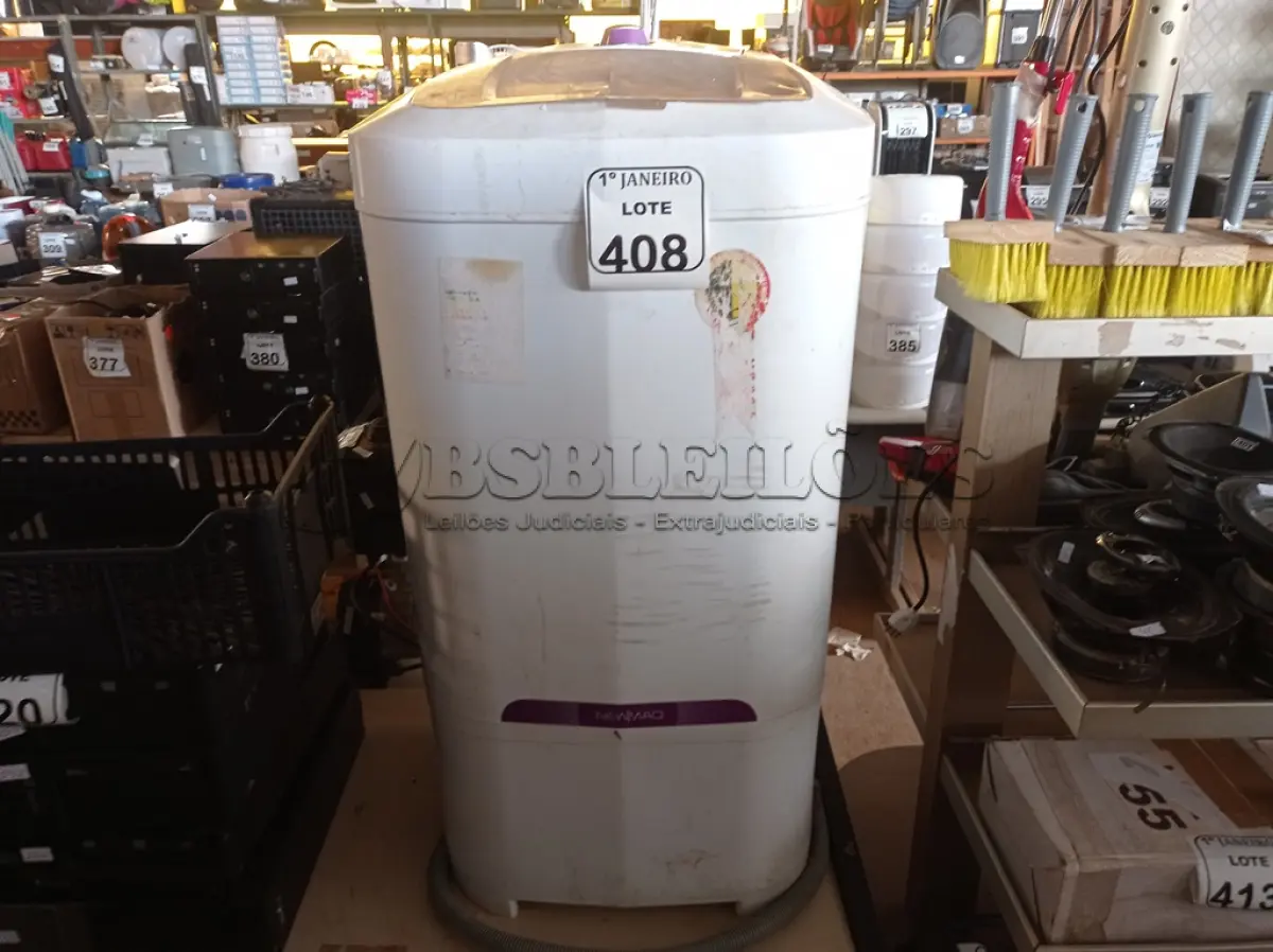 LOTE 408 - 01 TANQUINHO 12 KG MARCA NEWMAQ. (NO ESTADO) ATENÇÃO! FAZER A VISITAÇÃO ANTES DE ARREMATAR, NÃO SABEMOS SE FUNCIONA. LEILÃO NÃO TEM GARANTIA E NEM DEVOLUÇÃO, SUJEITO A POSSÍVEIS AVARIAS VISÍVEIS/OCULTAS E/OU AUSÊNCIA DE COMPONENTES.