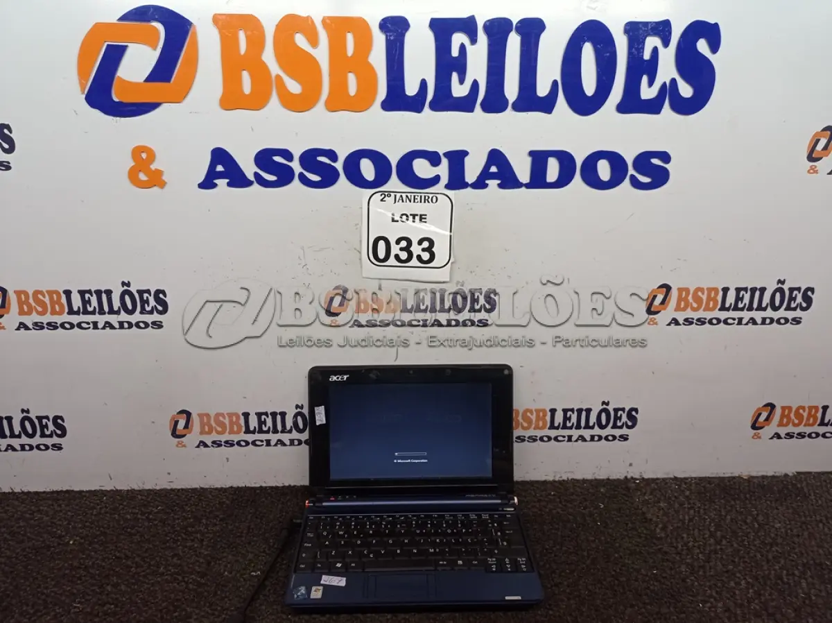LOTE 033 - 01 NETBOOK MARCA ACER AMD 2RAM SSD 500 S/CARREGADOR. (NO ESTADO) ATENÇÃO! FAZER A VISITAÇÃO ANTES DE ARREMATAR, NÃO SABEMOS SE FUNCIONA. LEILÃO NÃO TEM GARANTIA E NEM DEVOLUÇÃO, SUJEITO A POSSÍVEIS AVARIAS VISÍVEIS/OCULTAS E/OU AUSÊNCIA DE COMPONENTES.