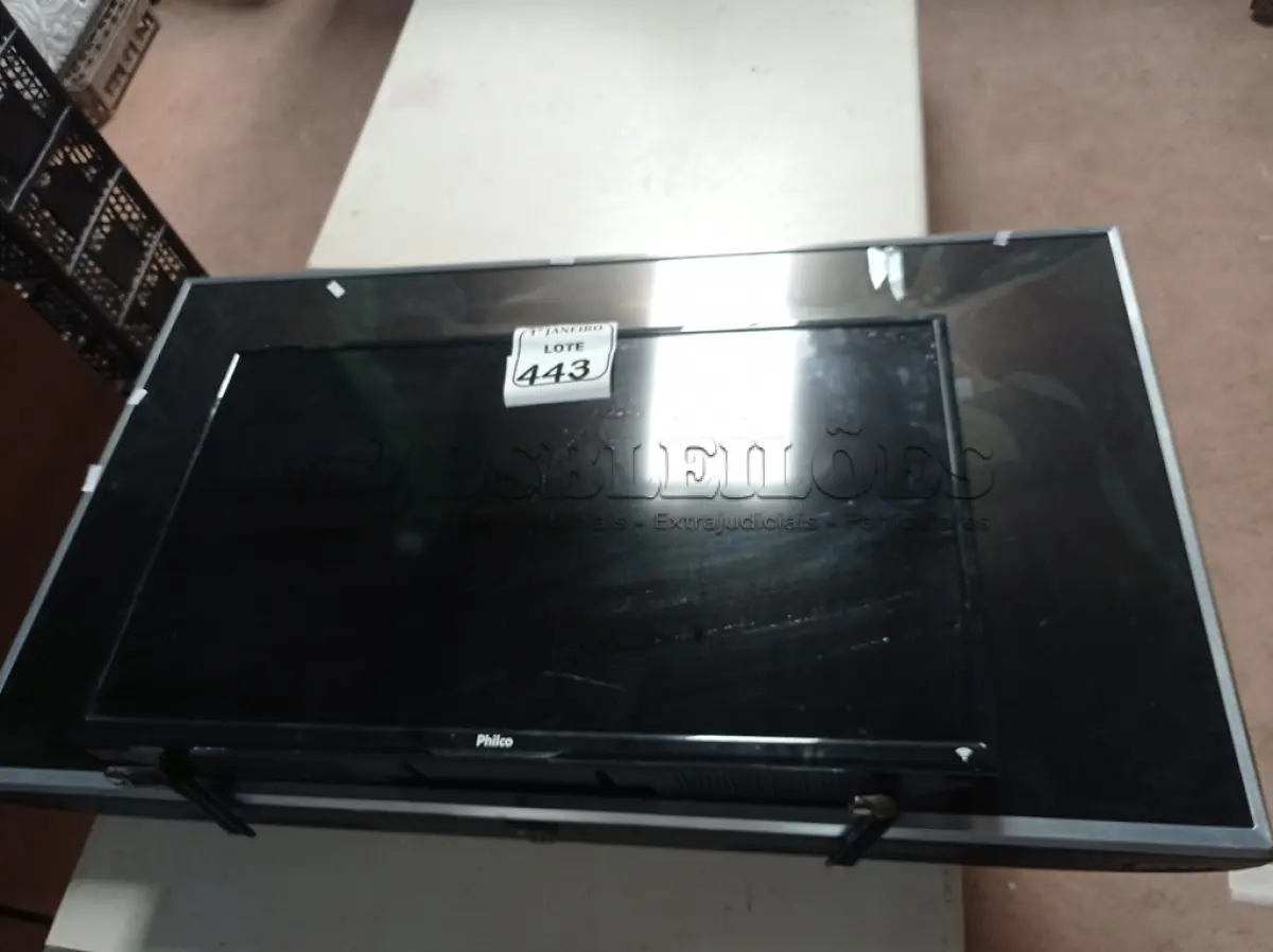 LOTE 443 - 01 TV 49” MARCA LG E 01 TV 32” MARCA PHILCO P/RETIRADA DE PEÇAS.  (NO ESTADO) ATENÇÃO! FAZER A VISITAÇÃO ANTES DE ARREMATAR, NÃO SABEMOS SE FUNCIONA. LEILÃO NÃO TEM GARANTIA E NEM DEVOLUÇÃO, SUJEITO A POSSÍVEIS AVARIAS VISÍVEIS/OCULTAS E/OU AUSÊNCIA DE COMPONENTES.