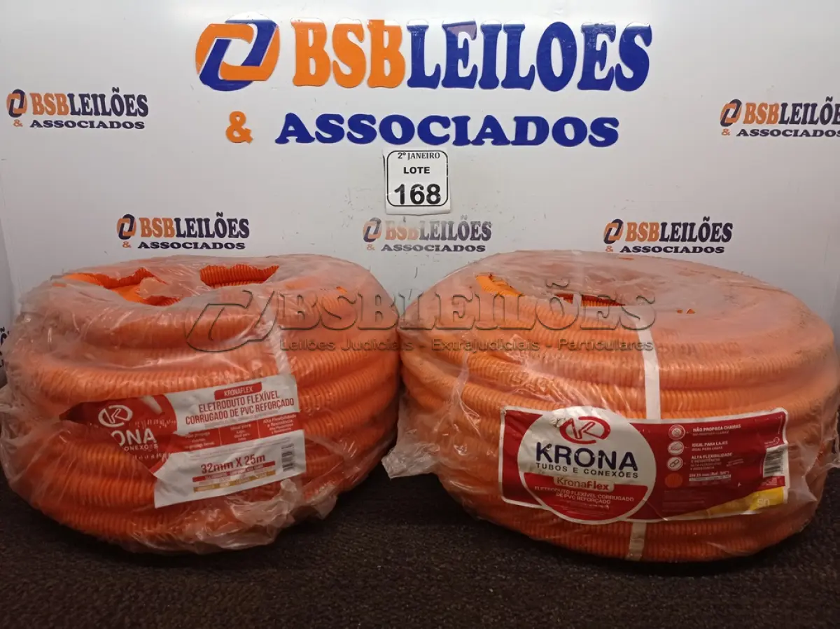 LOTE 168 - 02 ROLOS ELETRODUTOS CORRUGADOS 25MM(NOVO). (NO ESTADO) ATENÇÃO! FAZER A VISITAÇÃO ANTES DE ARREMATAR, NÃO SABEMOS SE FUNCIONA. LEILÃO NÃO TEM GARANTIA E NEM DEVOLUÇÃO, SUJEITO A POSSÍVEIS AVARIAS VISÍVEIS/OCULTAS E/OU AUSÊNCIA DE COMPONENTES.