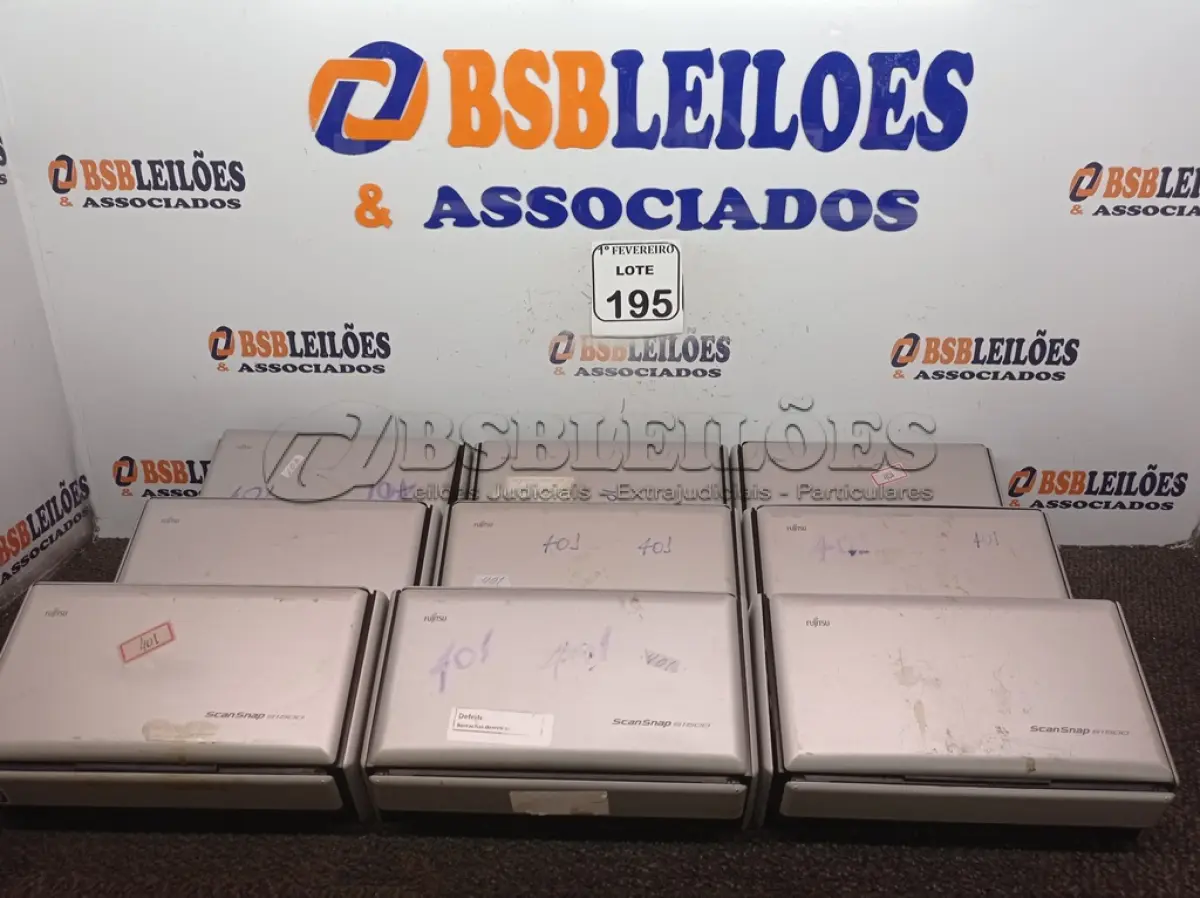 LOTE 195 - 09 SCANNER’S MARCA FUJTSU.(NO ESTADO) ATENÇÃO! FAZER A VISITAÇÃO ANTES DE ARREMATAR, NÃO SABEMOS SE FUNCIONA. LEILÃO NÃO TEM GARANTIA E NEM DEVOLUÇÃO, SUJEITO A POSSÍVEIS AVARIAS VISÍVEIS/OCULTAS E/OU AUSÊNCIA DE COMPONENTES.