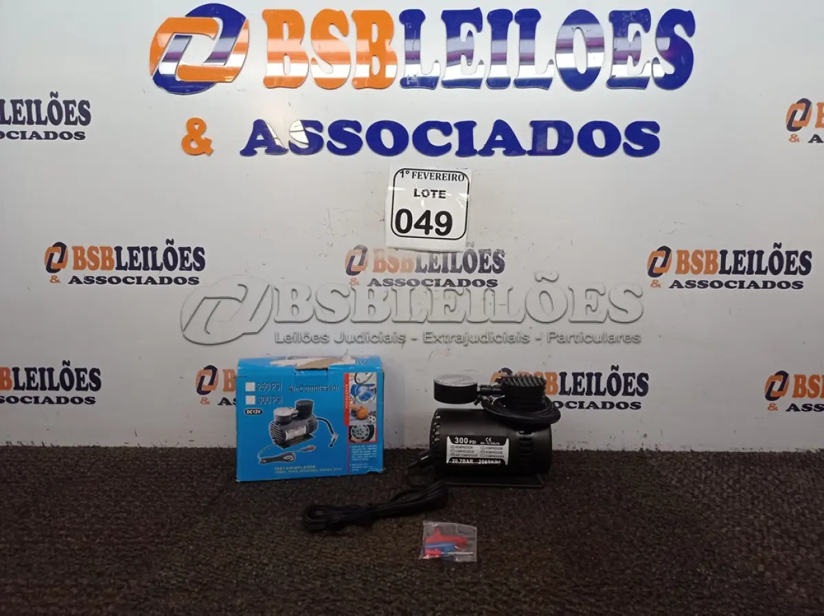 LOTE 049 - 01 AIR COMPRESSOR DC12V.(NOVO) (NO ESTADO) ATENÇÃO! FAZER A VISITAÇÃO ANTES DE ARREMATAR, NÃO SABEMOS SE FUNCIONA. LEILÃO NÃO TEM GARANTIA E NEM DEVOLUÇÃO, SUJEITO A POSSÍVEIS AVARIAS VISÍVEIS/OCULTAS E/OU AUSÊNCIA DE COMPONENTES.