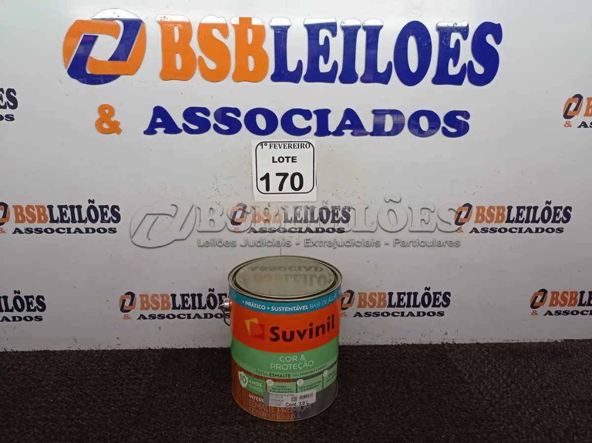 LOTE 170 - 01 LATA DE TINTA ESMALTE PARA MADEIRA E METAIS SUVINIL BRILHANTE PLATINA DE 3,6L. (NO ESTADO) ATENÇÃO! FAZER A VISITAÇÃO ANTES DE ARREMATAR, NÃO SABEMOS SE FUNCIONA. LEILÃO NÃO TEM GARANTIA E NEM DEVOLUÇÃO, SUJEITO A POSSÍVEIS AVARIAS VISÍVEIS/OCULTAS E/OU AUSÊNCIA DE COMPONENTES.