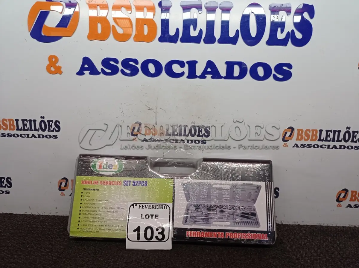 LOTE 103 - 01 JOGO DE SOQUETES SET52PCS. (NOVO) (NO ESTADO) ATENÇÃO! FAZER A VISITAÇÃO ANTES DE ARREMATAR, NÃO SABEMOS SE FUNCIONA. LEILÃO NÃO TEM GARANTIA E NEM DEVOLUÇÃO, SUJEITO A POSSÍVEIS AVARIAS VISÍVEIS/OCULTAS E/OU AUSÊNCIA DE COMPONENTES.