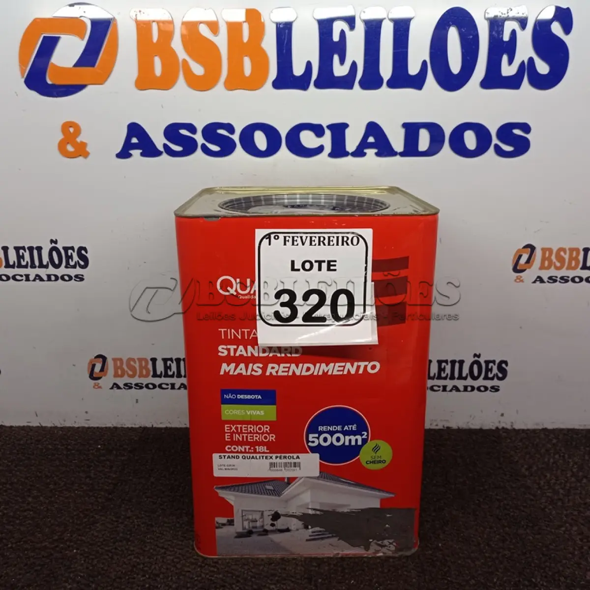LOTE 320 - 01 LATA DE TINTA QUALITEX ACRÍLICA NA COR PÉROLA 18L. (NO ESTADO) ATENÇÃO! FAZER A VISITAÇÃO ANTES DE ARREMATAR, NÃO SABEMOS SE FUNCIONA. LEILÃO NÃO TEM GARANTIA E NEM DEVOLUÇÃO, SUJEITO A POSSÍVEIS AVARIAS VISÍVEIS/OCULTAS E/OU AUSÊNCIA DE COMPONENTES.