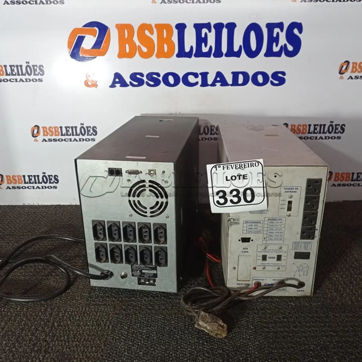 LOTE 330 - 02 NOBREAK’S DIVERSOS. (NO ESTADO) ATENÇÃO! FAZER A VISITAÇÃO ANTES DE ARREMATAR, NÃO SABEMOS SE FUNCIONA. LEILÃO NÃO TEM GARANTIA E NEM DEVOLUÇÃO, SUJEITO A POSSÍVEIS AVARIAS VISÍVEIS/OCULTAS E/OU AUSÊNCIA DE COMPONENTES.