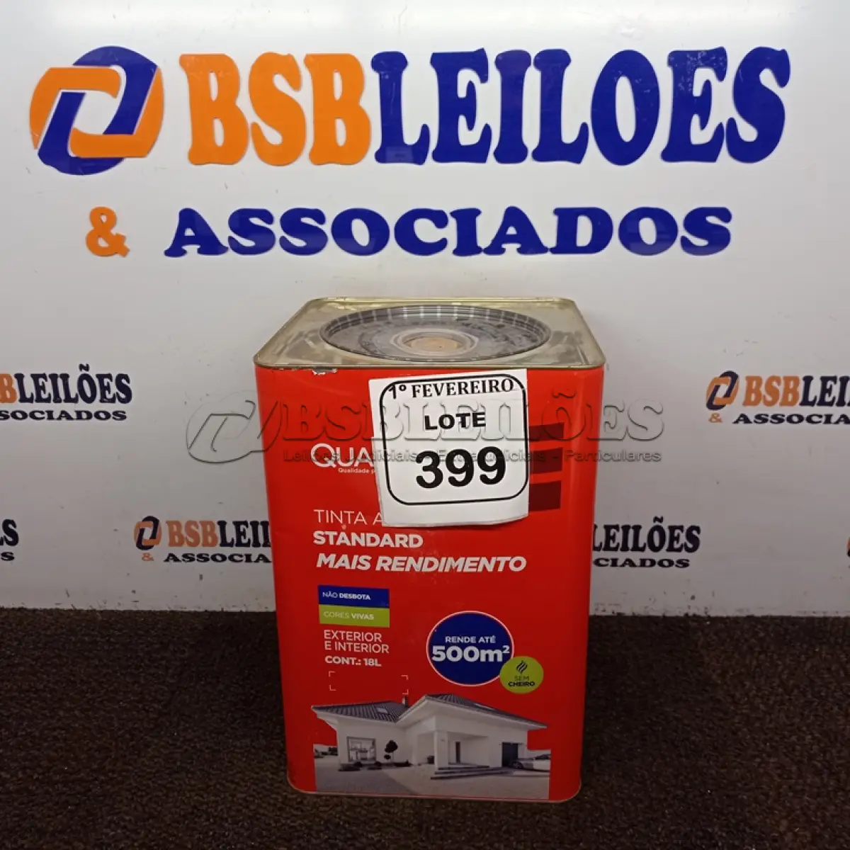 LOTE 399 - 01 LATA DE TINTA QUALITEX ACRÍLICA NA COR PÉROLA 18L. (NO ESTADO) ATENÇÃO! FAZER A VISITAÇÃO ANTES DE ARREMATAR, NÃO SABEMOS SE FUNCIONA. LEILÃO NÃO TEM GARANTIA E NEM DEVOLUÇÃO, SUJEITO A POSSÍVEIS AVARIAS VISÍVEIS/OCULTAS E/OU AUSÊNCIA DE COMPONENTES.