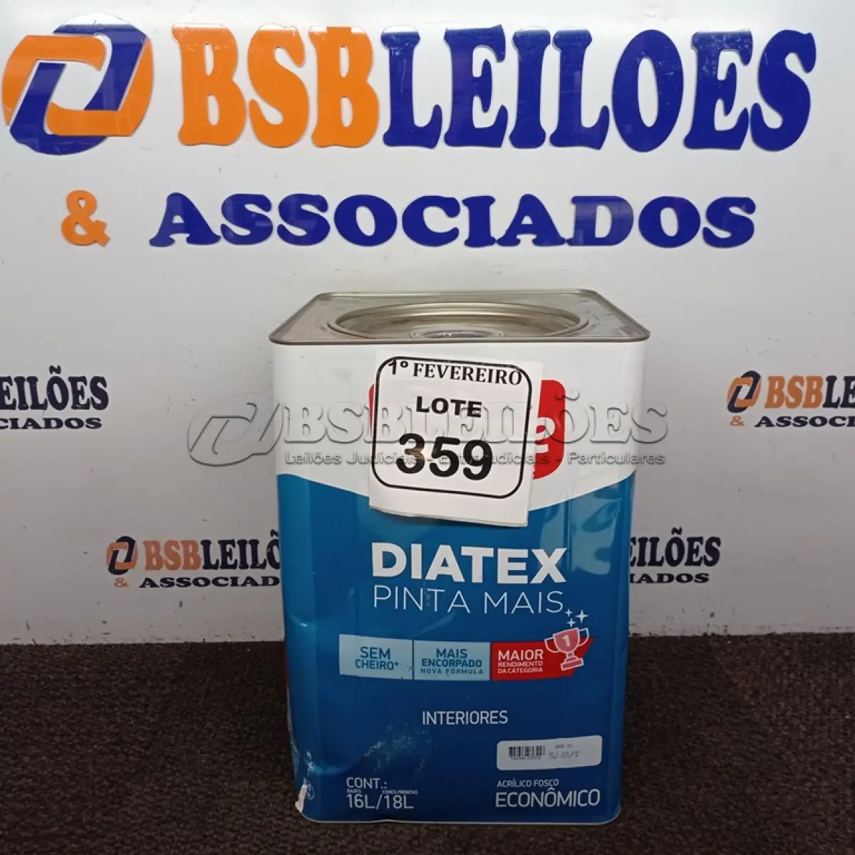 LOTE 359 - 01 LATA DE TINTA DIATEX IQUINE BASE P (NO ESTADO) ATENÇÃO! FAZER A VISITAÇÃO ANTES DE ARREMATAR, NÃO SABEMOS SE FUNCIONA. LEILÃO NÃO TEM GARANTIA E NEM DEVOLUÇÃO, SUJEITO A POSSÍVEIS AVARIAS VISÍVEIS/OCULTAS E/OU AUSÊNCIA DE COMPONENTES.