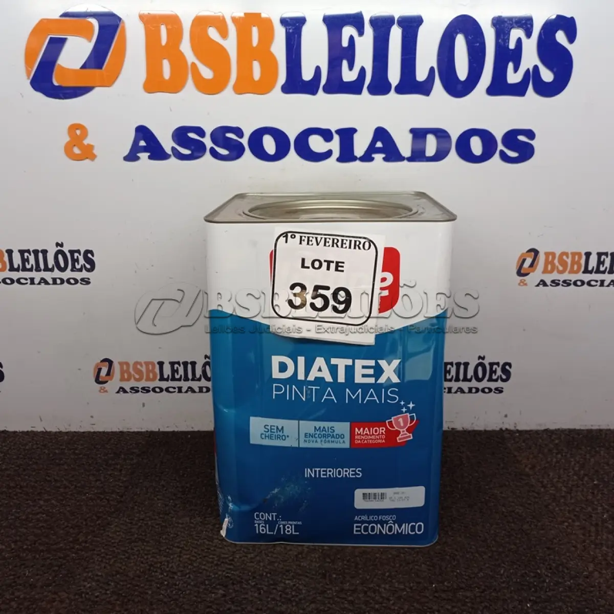 LOTE 359 - 01 LATA DE TINTA DIATEX IQUINE BASE P (NO ESTADO) ATENÇÃO! FAZER A VISITAÇÃO ANTES DE ARREMATAR, NÃO SABEMOS SE FUNCIONA. LEILÃO NÃO TEM GARANTIA E NEM DEVOLUÇÃO, SUJEITO A POSSÍVEIS AVARIAS VISÍVEIS/OCULTAS E/OU AUSÊNCIA DE COMPONENTES.