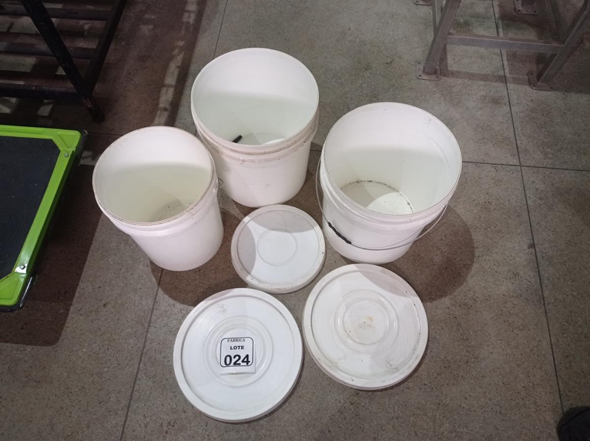 03 BALDES ALIMENTÍCIOS DE 18 E 30 L. (NO ESTADO) ATENÇÃO! FAZER A VISITAÇÃO ANTES DE ARREMATAR, NÃO SABEMOS SE FUNCIONA. LEILÃO NÃO TEM GARANTIA E NEM DEVOLUÇÃO, SUJEITO A POSSÍVEIS AVARIAS VISÍVEIS/OCULTAS E/OU AUSÊNCIA DE COMPONENTES.