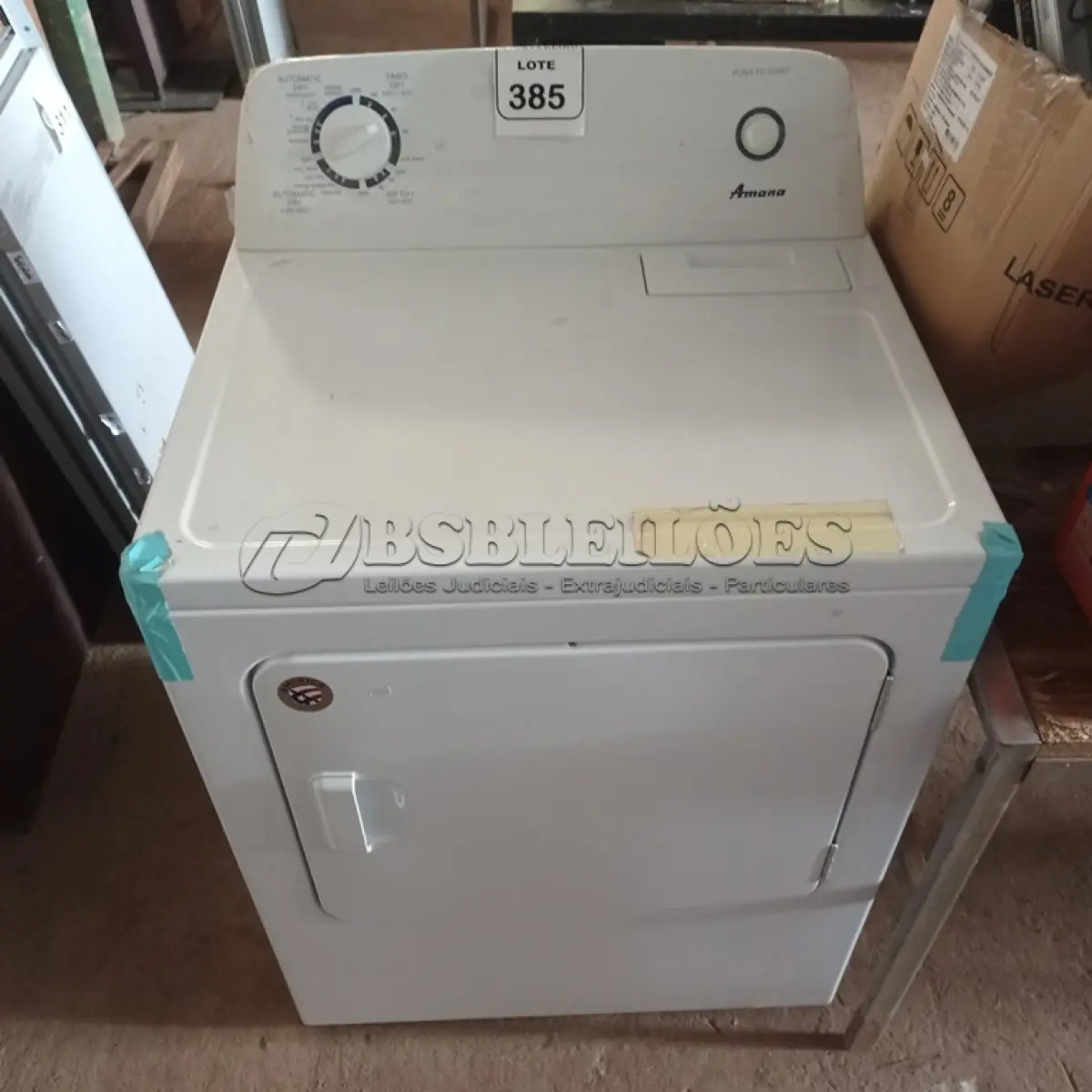 LOTE 385 - 01 SECADORA DE ROUPAS AMANA 127VOLTS (NO ESTADO) ATENÇÃO! FAZER A VISITAÇÃO ANTES DE ARREMATAR, NÃO SABEMOS SE FUNCIONA. LEILÃO NÃO TEM GARANTIA E NEM DEVOLUÇÃO, SUJEITO A POSSÍVEIS AVARIAS VISÍVEIS/OCULTAS E/OU AUSÊNCIA DE COMPONENTES.