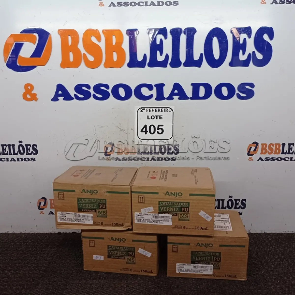 LOTE 405 - 04 CAIXAS COM 06 UNIDADES CADA DE CATALIZADOR VERNIZ PU. (NOVO) (NO ESTADO) ATENÇÃO! FAZER A VISITAÇÃO ANTES DE ARREMATAR, NÃO SABEMOS SE FUNCIONA. LEILÃO NÃO TEM GARANTIA E NEM DEVOLUÇÃO, SUJEITO A POSSÍVEIS AVARIAS VISÍVEIS/OCULTAS E/OU AUSÊNCIA DE COMPONENTES.