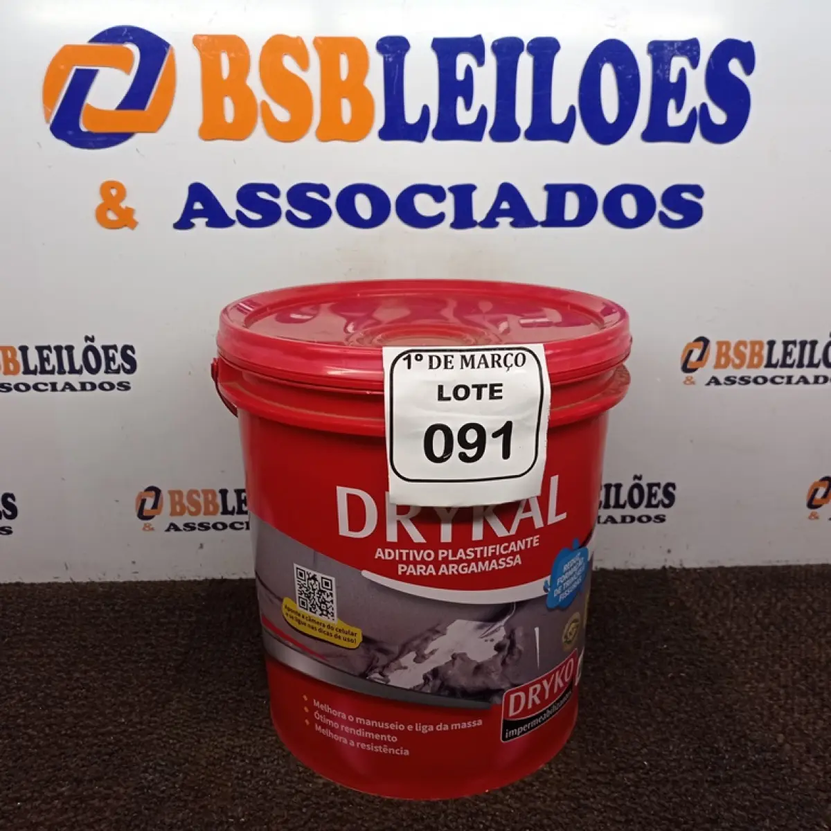 01 GALÃO DE 18L DE ADITIVO PLASTIFICANTE PARA ARGAMASSA MARCA DRYKAL. (NOVO) (NO ESTADO) ATENÇÃO! FAZER A VISITAÇÃO ANTES DE ARREMATAR, NÃO SABEMOS SE FUNCIONA. LEILÃO NÃO TEM GARANTIA E NEM DEVOLUÇÃO, SUJEITO A POSSÍVEIS AVARIAS VISÍVEIS/OCULTAS E/OU AUSÊNCIA DE COMPONENTES.