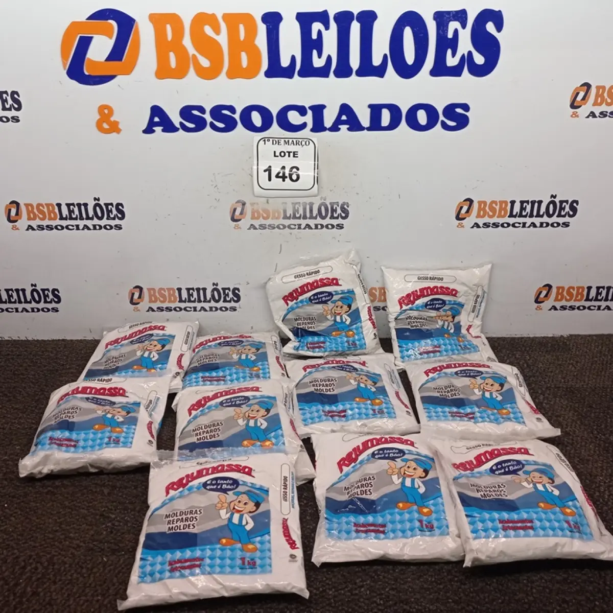 10 PACOTES DE GESSO RÁPIDO PARA MOLDURAS, REPAROS E MOLDES DE 1KG CADA MARCA REJUMASSA. (NOVO) (NO ESTADO) ATENÇÃO! FAZER A VISITAÇÃO ANTES DE ARREMATAR, NÃO SABEMOS SE FUNCIONA. LEILÃO NÃO TEM GARANTIA E NEM DEVOLUÇÃO, SUJEITO A POSSÍVEIS AVARIAS VISÍVEIS/OCULTAS E/OU AUSÊNCIA DE COMPONENTES.