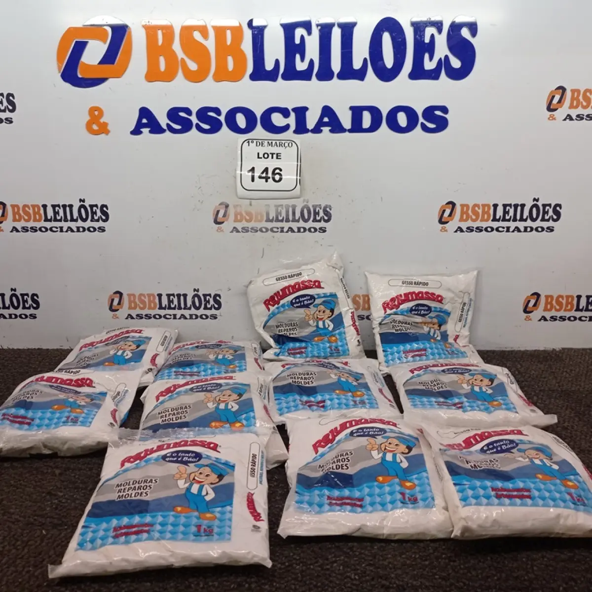 10 PACOTES DE GESSO RÁPIDO PARA MOLDURAS, REPAROS E MOLDES DE 1KG CADA MARCA REJUMASSA. (NOVO) (NO ESTADO) ATENÇÃO! FAZER A VISITAÇÃO ANTES DE ARREMATAR, NÃO SABEMOS SE FUNCIONA. LEILÃO NÃO TEM GARANTIA E NEM DEVOLUÇÃO, SUJEITO A POSSÍVEIS AVARIAS VISÍVEIS/OCULTAS E/OU AUSÊNCIA DE COMPONENTES.