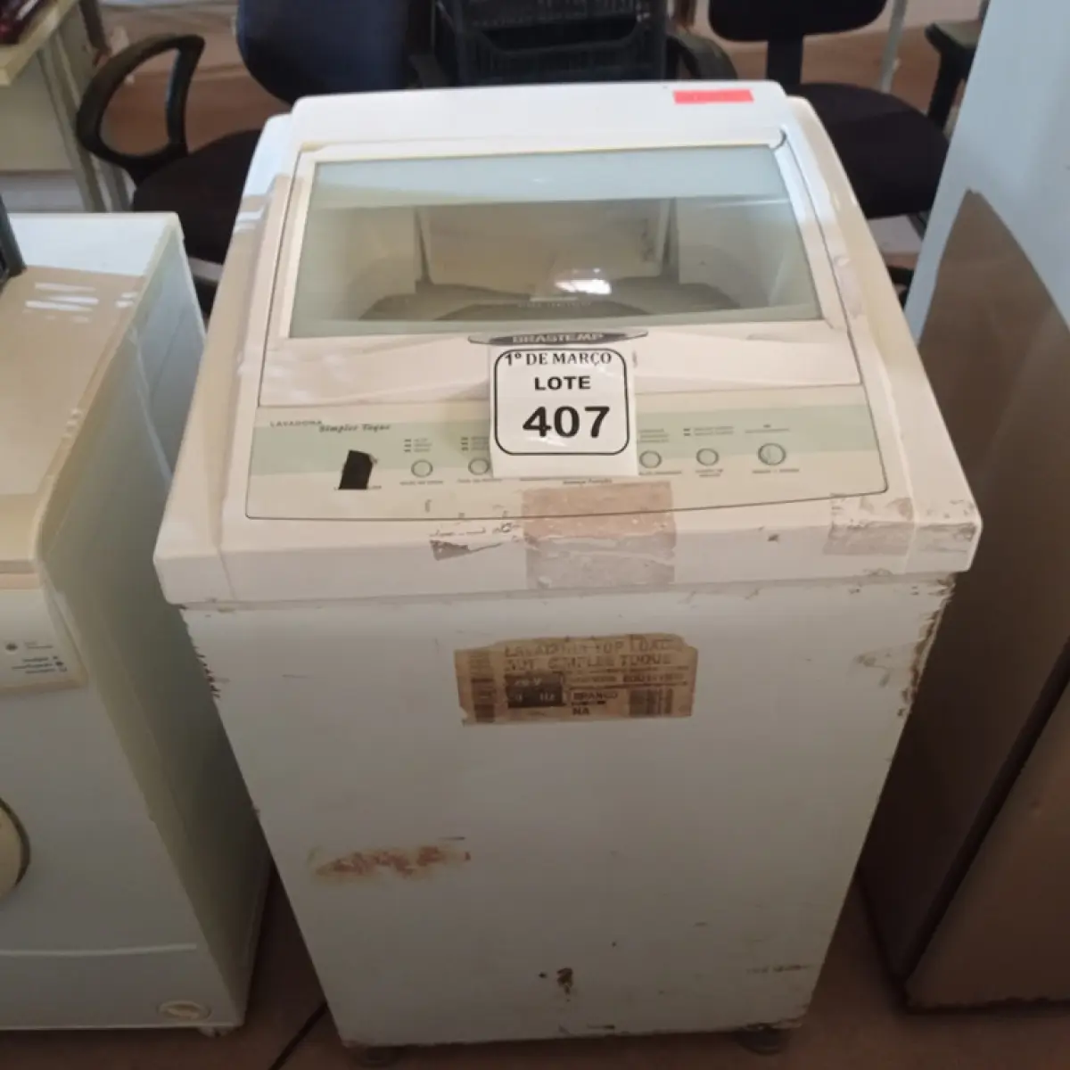 01 MÁQUINA DE LAVAR ROUPAS BRASTEMP 06KG E 01 FOGÃO 04 BOCAS. (NO ESTADO) ATENÇÃO! FAZER A VISITAÇÃO ANTES DE ARREMATAR, NÃO SABEMOS SE FUNCIONA. LEILÃO NÃO TEM GARANTIA E NEM DEVOLUÇÃO, SUJEITO A POSSÍVEIS AVARIAS VISÍVEIS/OCULTAS E/OU AUSÊNCIA DE COMPONENTES.