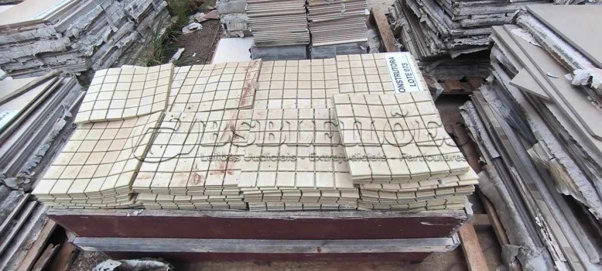 LOTE 073 - APROXIMADAMENTE 45,00 M² PLACA 30X30 (PASTILHA) - MARCA NÃO IDENTIFICADA. (NO ESTADO EM QUE SE ENCONTRA. SUJEITO A AVARIAS OCULTAS/VISÍVEIS.)