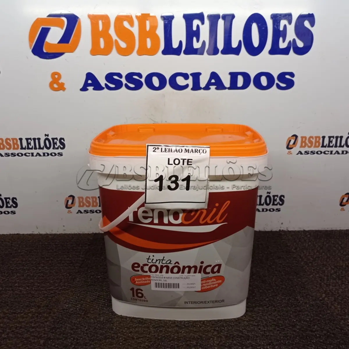 LOTE 131 - 01 BALDE DE TINTA RENOCRIL SELADOR ACRÍLICO NA COR BRANCO NEVE 16L. (NO ESTADO) ATENÇÃO! FAZER A VISITAÇÃO ANTES DE ARREMATAR, NÃO SABEMOS SE FUNCIONA. LEILÃO NÃO TEM GARANTIA E NEM DEVOLUÇÃO, SUJEITO A POSSÍVEIS AVARIAS VISÍVEIS/OCULTAS E/OU AUSÊNCIA DE COMPONENTES.