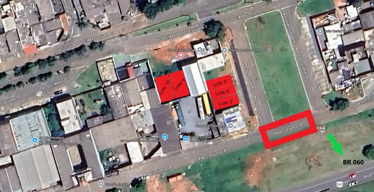 01 LOTE  105 M² LOCALIZADO NA ADE CONJUNTO 18 LOTE 04, SAMAMBAIA SUL DF. (NO ESTADO) SALDO DEVEDOR R$ 105.000,00, FALTAM 114 PRESTAÇÕES DE R$ 1.200,00