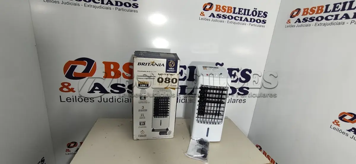 LOTE 080 - 01 - CLIMATIZADOR DE AR BRITÂNIA 5 EM 1 BCL05FI 127VOLTS (NO ESTADO, NÃO SABEMOS SE FUNCIONA. LEILÃO NÃO TEM GARANTIA E NEM DEVOLUÇÃO, SUJEITO A POSSÍVEIS AVARIAS VISÍVEIS/OCULTAS E/OU AUSÊNCIA DE COMPONENTES)