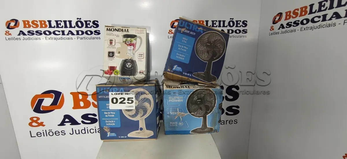 LOTE 025 - 04 – ELETRODOMÉSTICOS DIVERSOS (NO ESTADO, NÃO SABEMOS SE FUNCIONA. LEILÃO NÃO TEM GARANTIA E NEM DEVOLUÇÃO, SUJEITO A POSSÍVEIS AVARIAS VISÍVEIS/OCULTAS E/OU AUSÊNCIA DE COMPONENTES)
