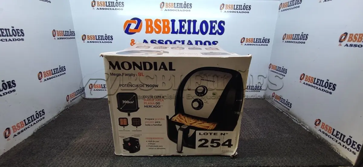 LOTE 254 - 01 - FRITADEIRA SEM ÓLEO AIR FRYER 8LITROS, MONDIAL 110V (NO ESTADO, NÃO SABEMOS SE FUNCIONA. LEILÃO NÃO TEM GARANTIA E NEM DEVOLUÇÃO, SUJEITO A POSSÍVEIS AVARIAS VISÍVEIS/OCULTAS E/OU AUSÊNCIA DE COMPONENTES)
