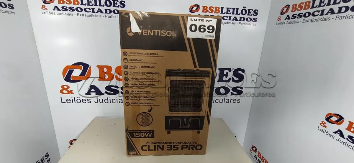 LOTE 069 - 01 - CLIMATIZADOR VENTISOL CLIR35PRO 35 LITROS, INDUSTRIAL 127V (NO ESTADO, NÃO SABEMOS SE FUNCIONA. LEILÃO NÃO TEM GARANTIA E NEM DEVOLUÇÃO, SUJEITO A POSSÍVEIS AVARIAS VISÍVEIS/OCULTAS E/OU AUSÊNCIA DE COMPONENTES)