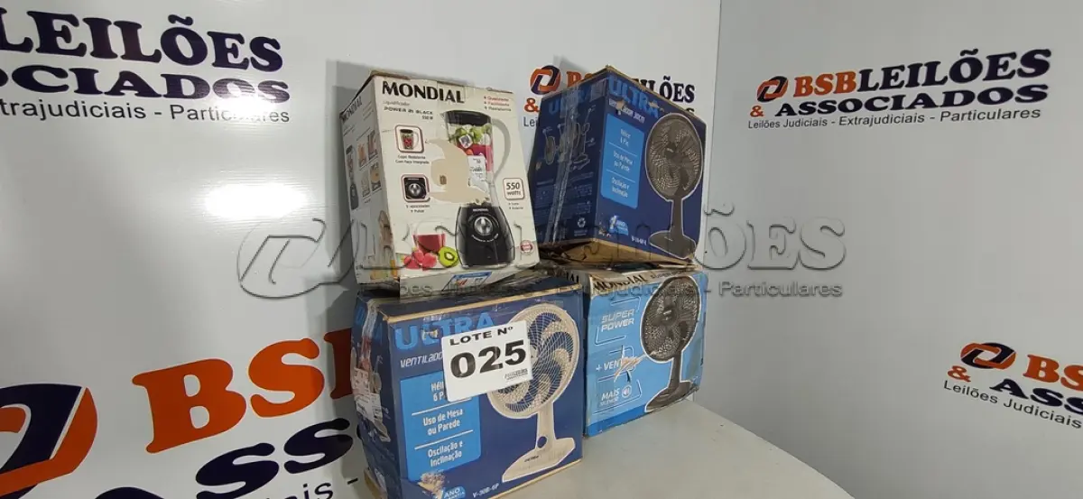 LOTE 025 - 04 – ELETRODOMÉSTICOS DIVERSOS (NO ESTADO, NÃO SABEMOS SE FUNCIONA. LEILÃO NÃO TEM GARANTIA E NEM DEVOLUÇÃO, SUJEITO A POSSÍVEIS AVARIAS VISÍVEIS/OCULTAS E/OU AUSÊNCIA DE COMPONENTES)