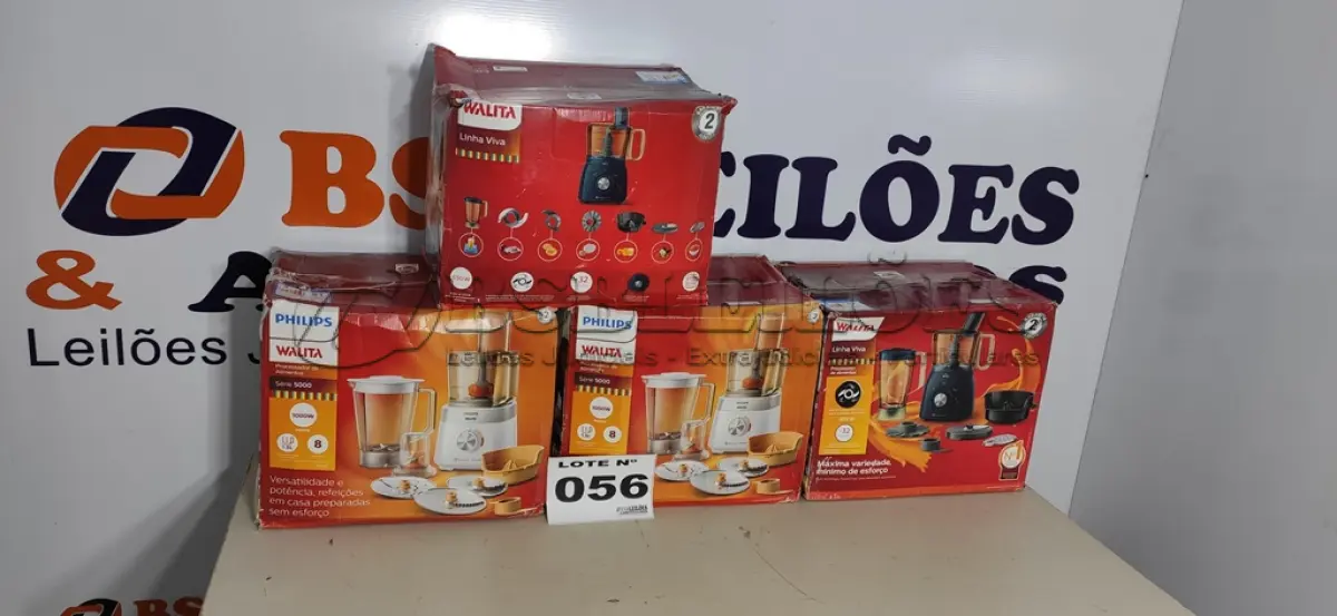 LOTE 056 - 04 - MULTIPROCESSADOR PHILIPS WALITA 110V (NO ESTADO, NÃO SABEMOS SE FUNCIONA. LEILÃO NÃO TEM GARANTIA E NEM DEVOLUÇÃO, SUJEITO A POSSÍVEIS AVARIAS VISÍVEIS/OCULTAS E/OU AUSÊNCIA DE COMPONENTES)