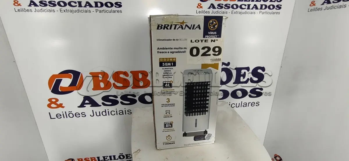LOTE 029 - 01 - CLIMATIZADOR DE AR BRITÂNIA 5 EM 1 BCL05FI 220VOLTS (NO ESTADO, NÃO SABEMOS SE FUNCIONA. LEILÃO NÃO TEM GARANTIA E NEM DEVOLUÇÃO, SUJEITO A POSSÍVEIS AVARIAS VISÍVEIS/OCULTAS E/OU AUSÊNCIA DE COMPONENTES)